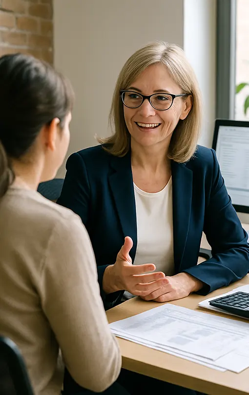 Assistance à la gestion d’entreprise entre deux professionnelles autour d’un ordinateur